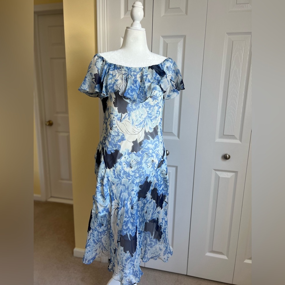 NWT Ralph Lauren Polo Blue Floral Maxi Dress (12)